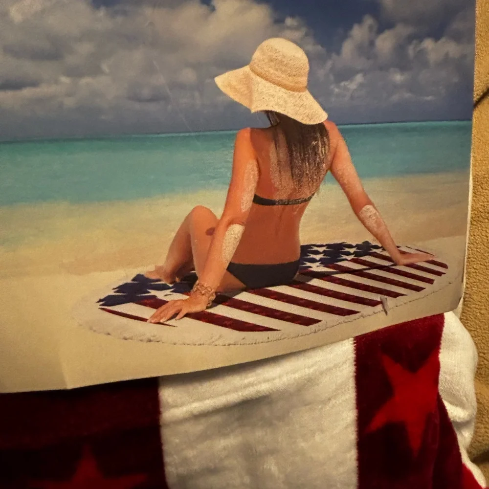 NWT Bonfire Bay Americana Round Beach Towel by Lamont Home Flag 🇺🇸 style